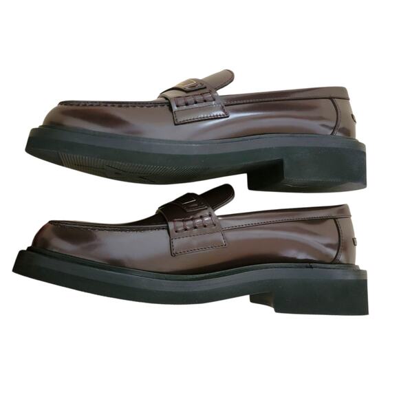 Christian Dior Boy Brown Brushed Calfskin Logo Loafers 36.5 6.5 - Authenticated - Picture 5 of 12